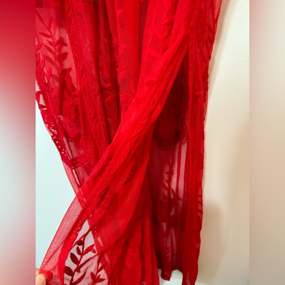 Red lace romper. Red is a little deeper than the photo. - Picture 4 of 11